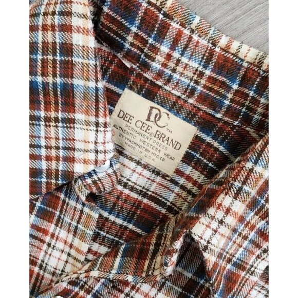 70s Vintage Dee Cee Western Striped Saw Tooth Pearl Snap Shirt S/M Plaid - Picture 6 of 7
